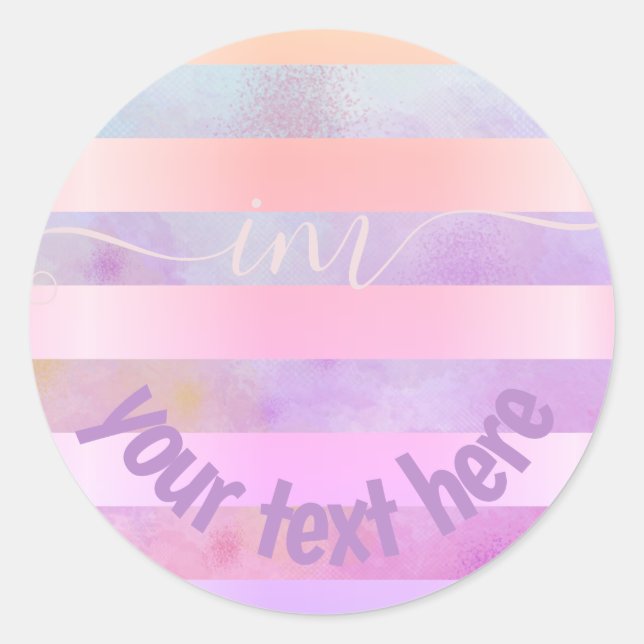 Adesivo Arco-Íris Abstrato monograma com Stripes em Aquare (Frente)