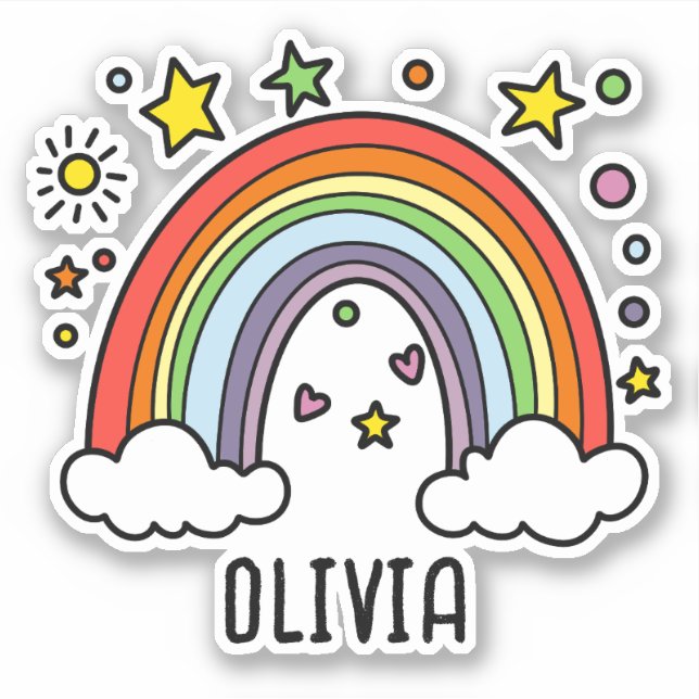 Adesivo Arco-íris Caprichoso Personalizado para Meninas (Frente)