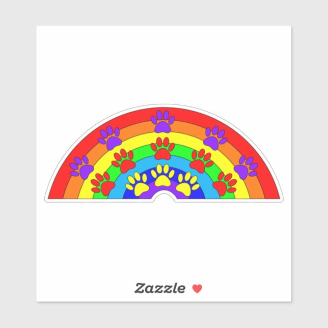 Adesivo Arco-Íris com impressões de pata de cão (Folha)