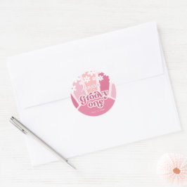 Adesivo Arco-Íris Cor-de-rosa Um Retro Daisy Primeiro Aniv