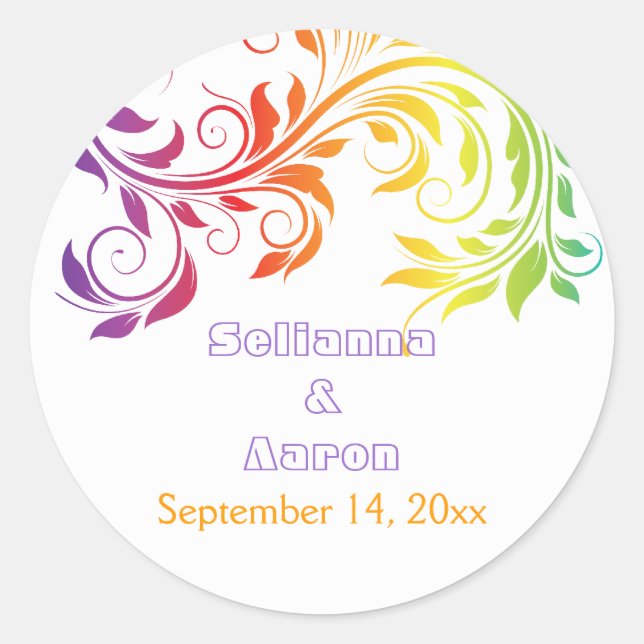 Adesivo Arco-íris cores de rolagem folha casamento Salvar  (Frente)