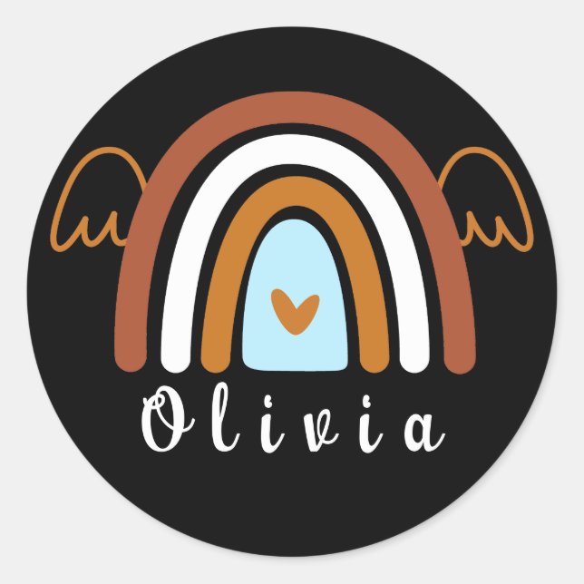 Adesivo Arco-íris Cute Boho com Nome Personalizado (Frente)