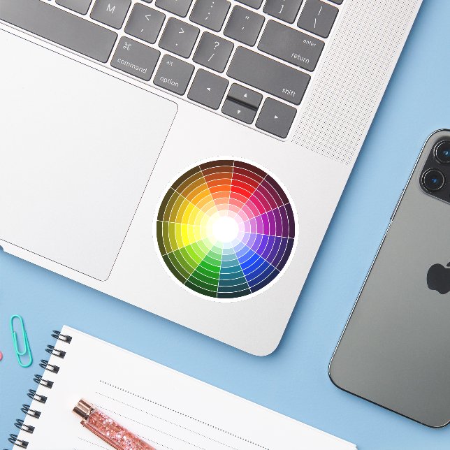 Adesivo Arco-Íris de Roda de Cor do Artista (Notebook com iPhone)