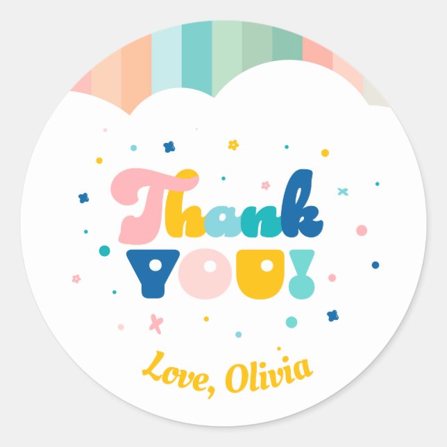 Adesivo Arco-íris do Tema da Festa de aniversário Divertid (Frente)