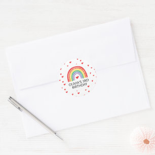 Adesivo Arco-íris e Corações Aniversário convidam Enve