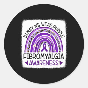 Adesivo Arco-Íris Em Maio Vestimos Fibromialgia Roxa Aware