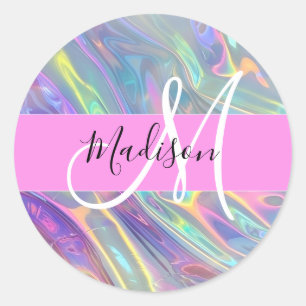 Adesivo Arco-íris Feminino Holográfico Iridescente Monogra