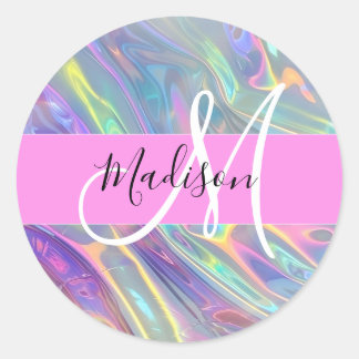 Adesivo Arco-íris Feminino Holográfico Iridescente Monogra