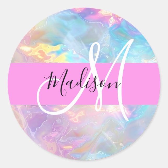 Adesivo Arco-íris Glamour Holográfico Iridescente Monogram (Frente)