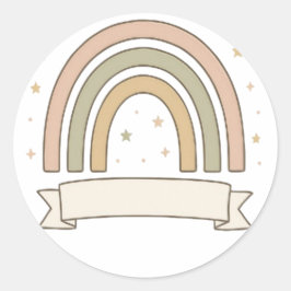 Adesivo Arco-íris Pastel com Estrelas e Faixa Personalizad