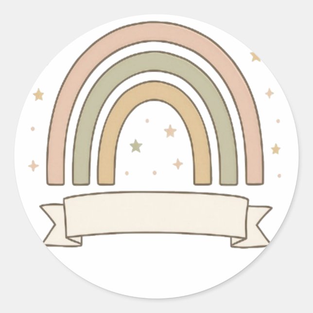 Adesivo Arco-íris Pastel com Estrelas e Faixa Personalizad (Frente)