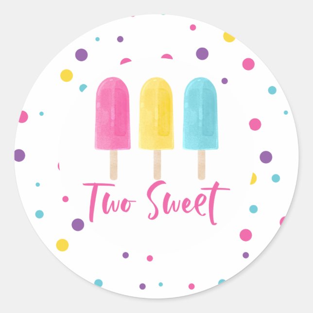 Adesivo Arco-íris Pop Dois Doce Aniversário de 2 anos (Frente)