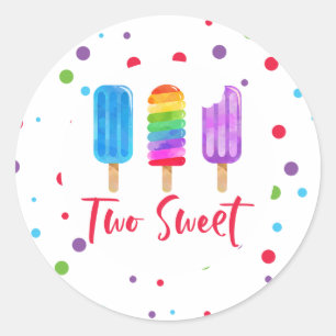 Adesivo Arco-íris Pop Dois Doce Aniversário de 2 anos
