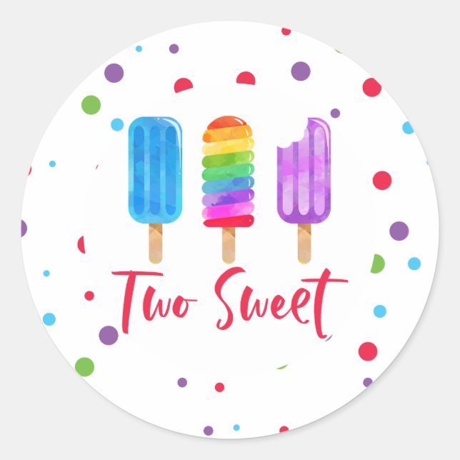 Adesivo Arco-íris Pop Dois Doce Aniversário de 2 anos (Frente)