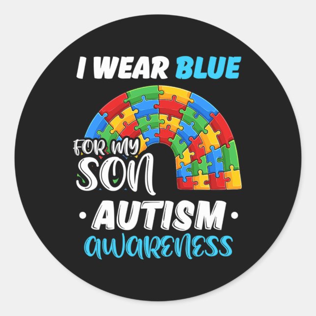 Adesivo Arco-Íris Quebra-cabeça Autismo Eu Visto Azul Para (Frente)
