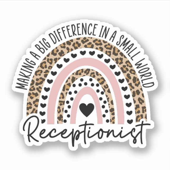 Adesivo Arco-Íris Recepcionista, Presente Para Recepcionis (Frente)