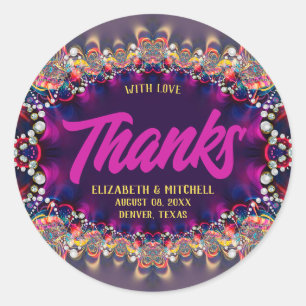 Adesivo Arco-íris Rosa Roxo Jóia Fractal Renda Obrigada