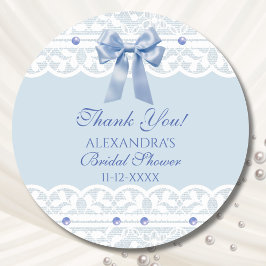 Adesivo Arco Lace Algo Chá de panela Azul Obrigado