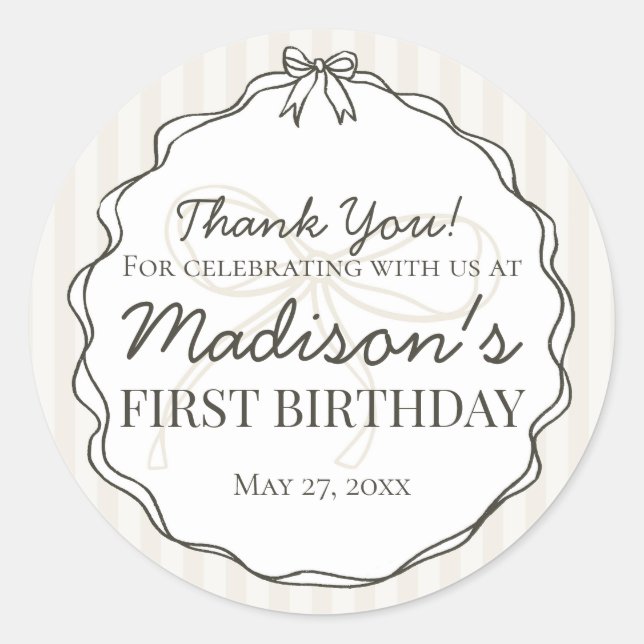 Adesivo Arco preto bege riscado favorito de aniversário (Frente)