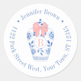 Adesivo Arco rosa bonito Ginger Jar Monograma Endereço de 