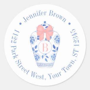 Adesivo Arco rosa bonito Ginger Jar Monograma Endereço de 