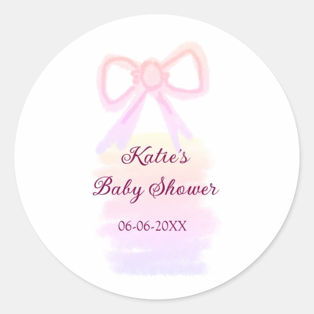 Adesivo arco rosa-chá de fraldas aquarela elegante moderna (Frente)
