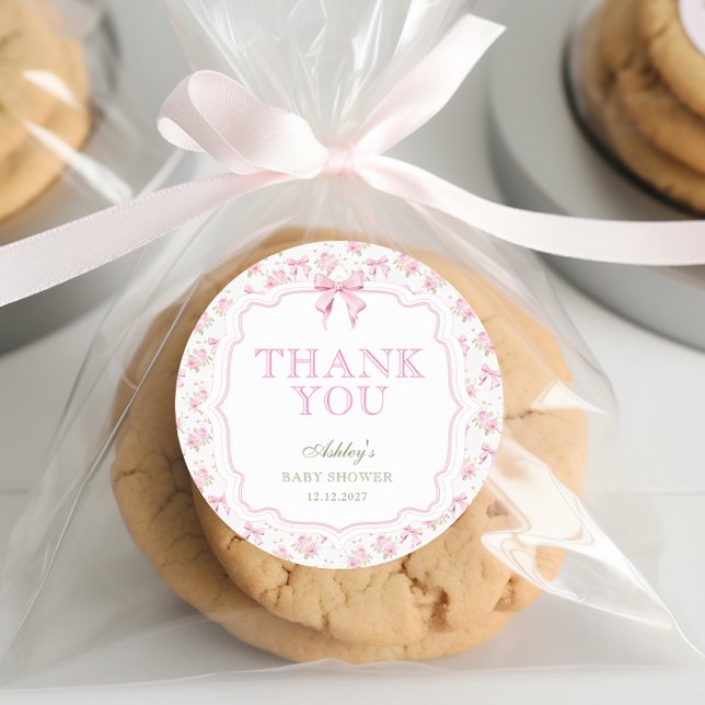 Adesivo Arco Rosa Chá de fraldas Garota Obrigado (Criador carregado)