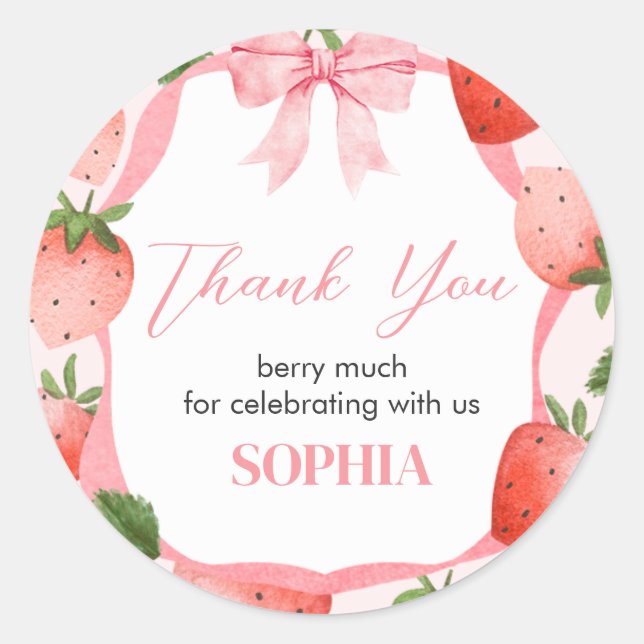 Adesivo Arco Rosa Morango Berry Primeira Festa de aniversá (Frente)