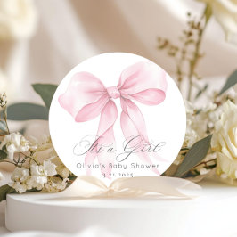 Adesivo Arco rosa Watercolor É um Chá de fraldas feminino