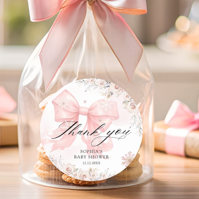 Adesivo Arco Rosa Winter Girl Chá de fraldas Obrigado (Criador carregado)