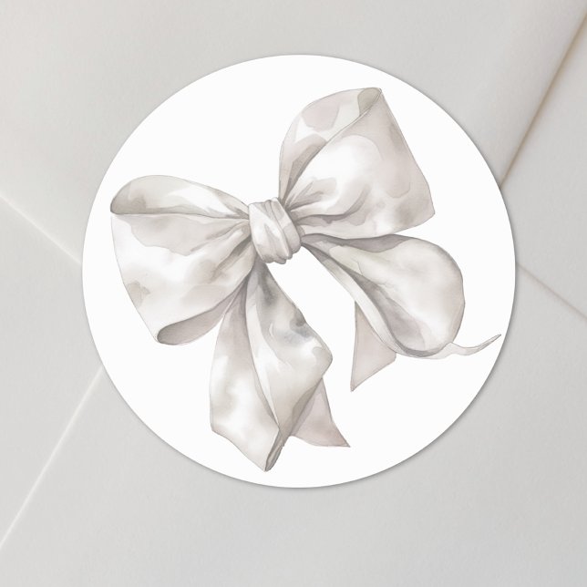 Adesivo Arco Simples Ou Chá de fraldas (Bow Simple Bridal Or Baby Shower Classic Round Sticker)