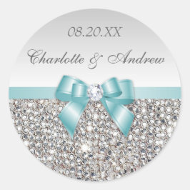 Adesivo Arco Teal e Casamento Diamond Sequins de Prata