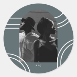 Adesivo Arcos Chic com Casamento de Foto Azul Monograma