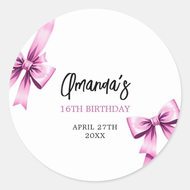 Adesivo Arcos Cor de Água Rosa Coquette Sweet 16 Aniversár (Frente)