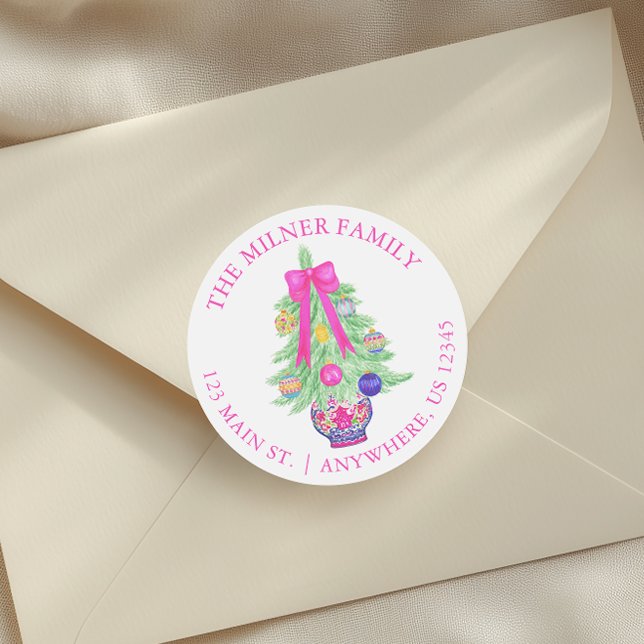 Adesivo Arcos Rosa Quente de Aquarela de Natal Jar Ginger (Criador carregado)