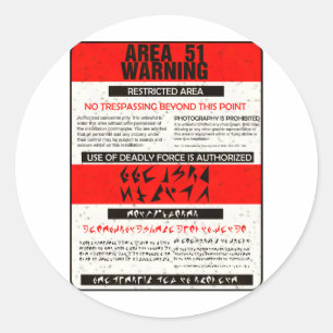 Adesivo Área 51 Aviso