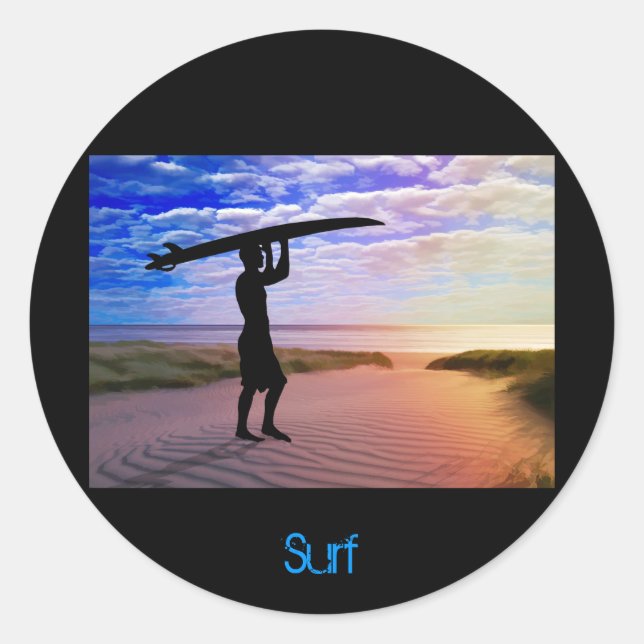 Adesivo Areia e Nuvens de Surfer Sunset (Frente)