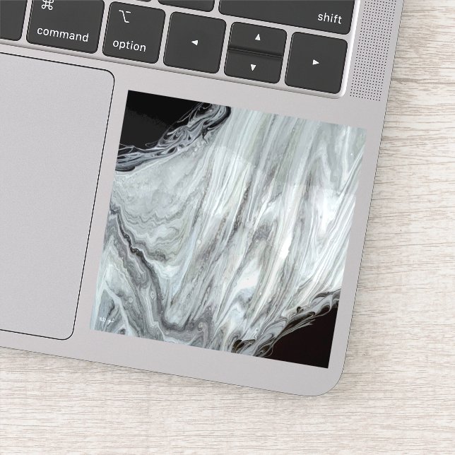Adesivo Argentum Abstract Silver Gray Black Fluid Art (Detalhe)