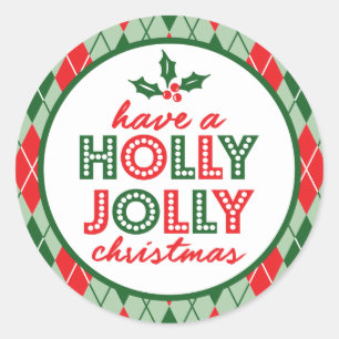 Adesivo Argyle Tem Um Natal Holly Jolly (Verde / Vermelho)