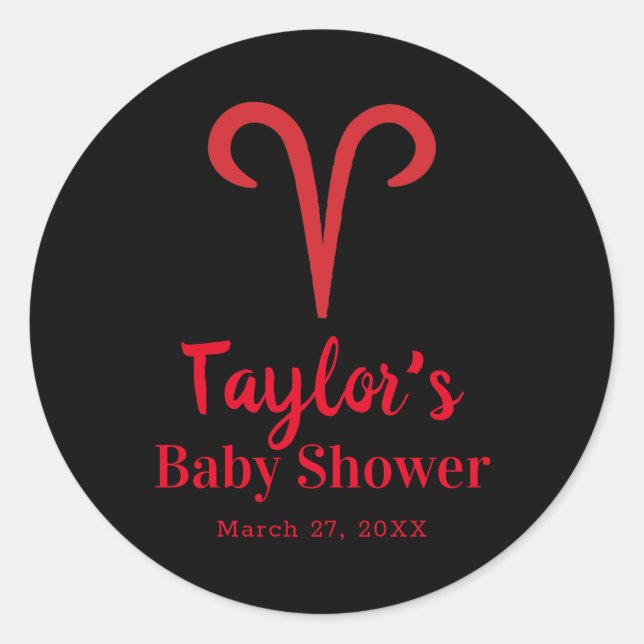 Adesivo ARIES Ram Red Astrology Zodiac Sinal Chá de fralda (Frente)