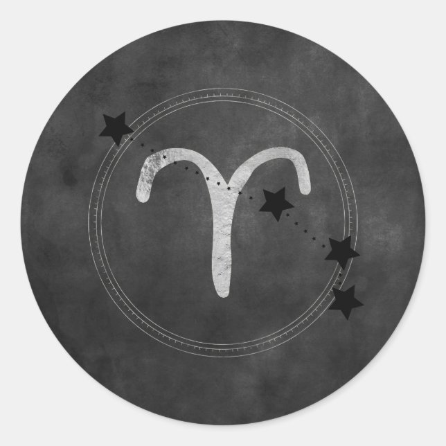 Adesivo Aries Ram zodidioconstelações estrelas prateadas p (Frente)