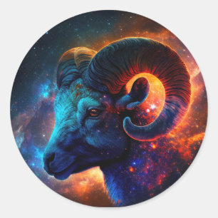Adesivo Aries Zodiac Star Sinal Round Sticker