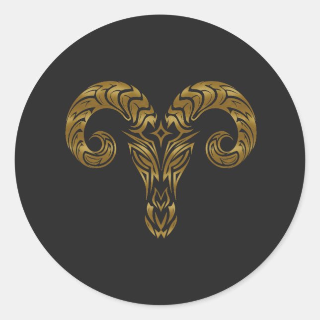 Adesivo Aries Zodiac - Tribal Dourado (Frente)