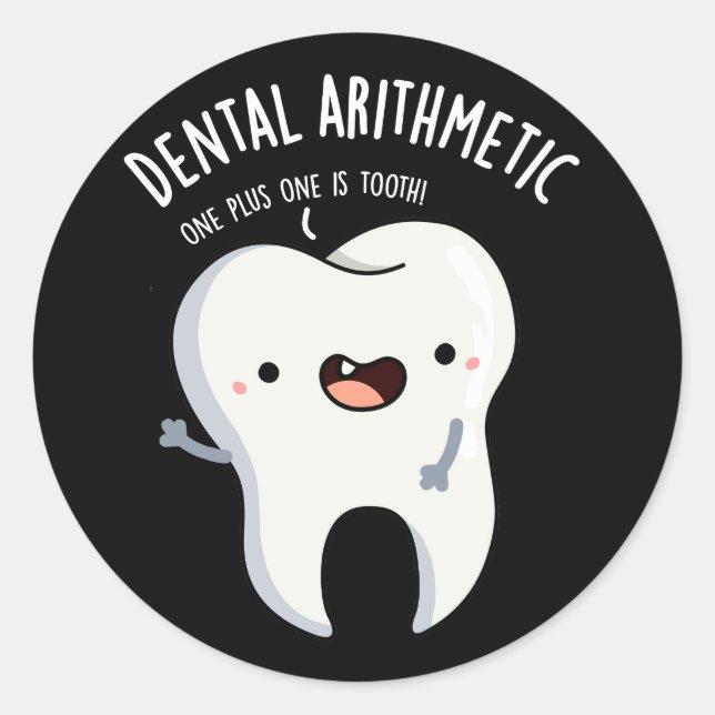 Adesivo Aritmética dentária Engraçada Arma Dente Escuro BG (Frente)