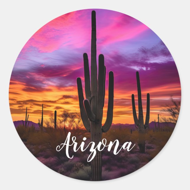 Adesivo Arizona Saguaro Cactus Southwestern Desert Sunset (Frente)