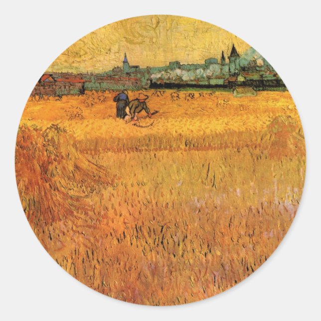Adesivo Arles: Vista de Campos de Trigo por Vincent van Go (Frente)