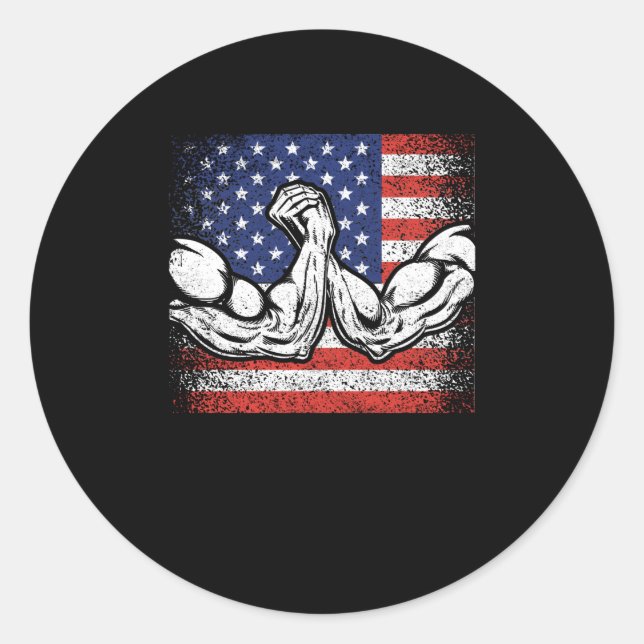 Adesivo Arm Wrestling USA Flag Arm Wrestling Sport Power (Frente)