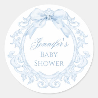 Adesivo Armação de Laço Toile Azul Chique Chá de Bebê Meni