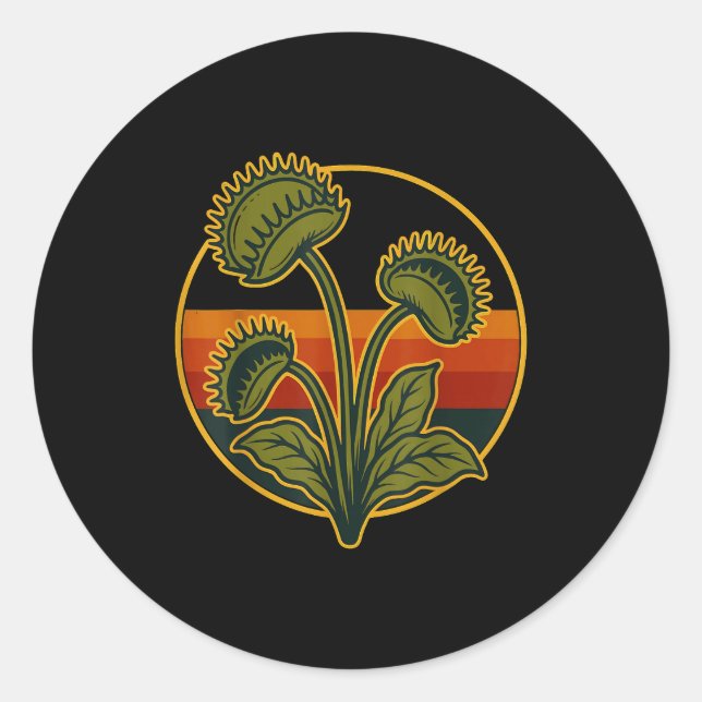 Adesivo Armadi lha Venus Flytrap Retro Pôr do Sol Planta C (Frente)