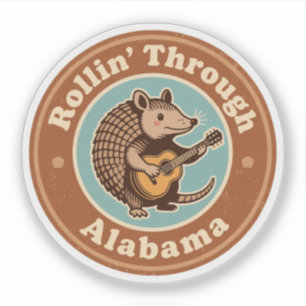 Adesivo Armadillo Engraçado Rolando Através do Alabama Vin